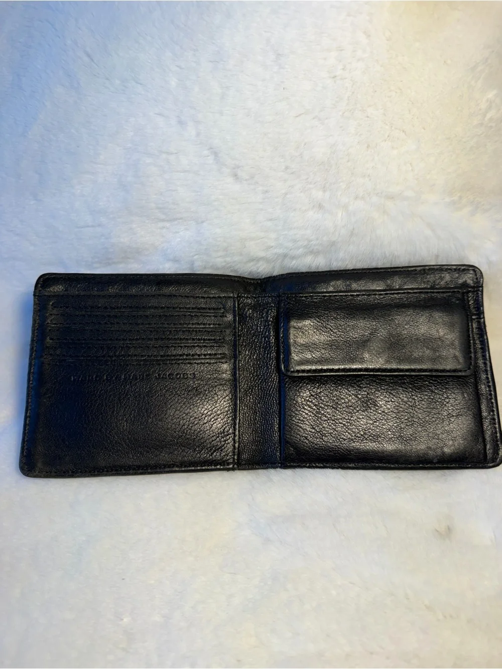 Marc by Marc Jacobs Black Embossed Logo Leather bifold Wallet